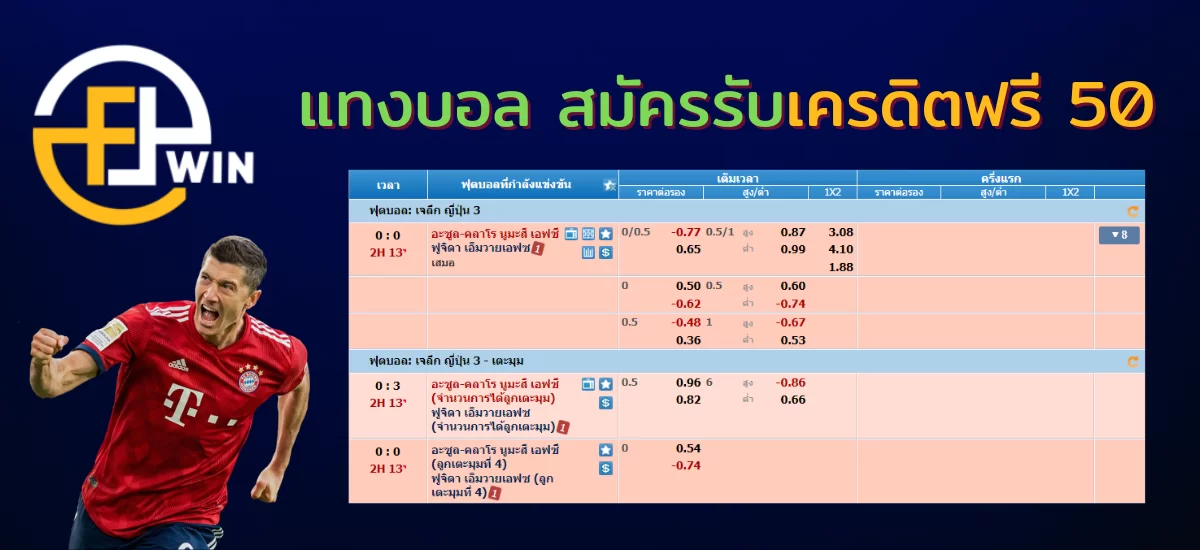 แทงบอล สมัครรับเครดิตฟรี 50